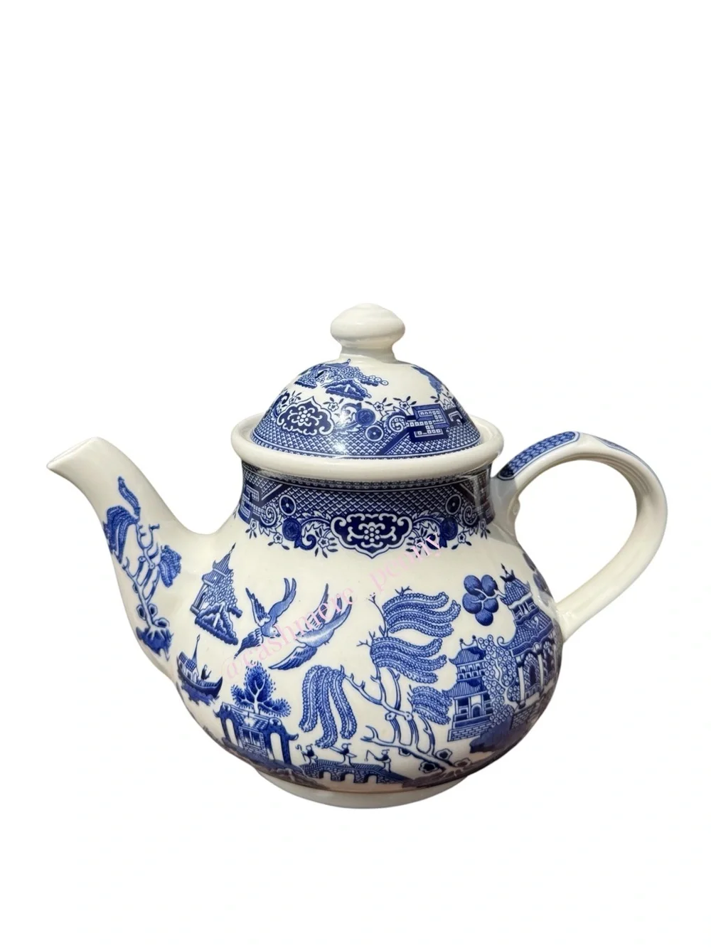 Churchill England Vintage Blue Willow Porcelain Teapot Collectible